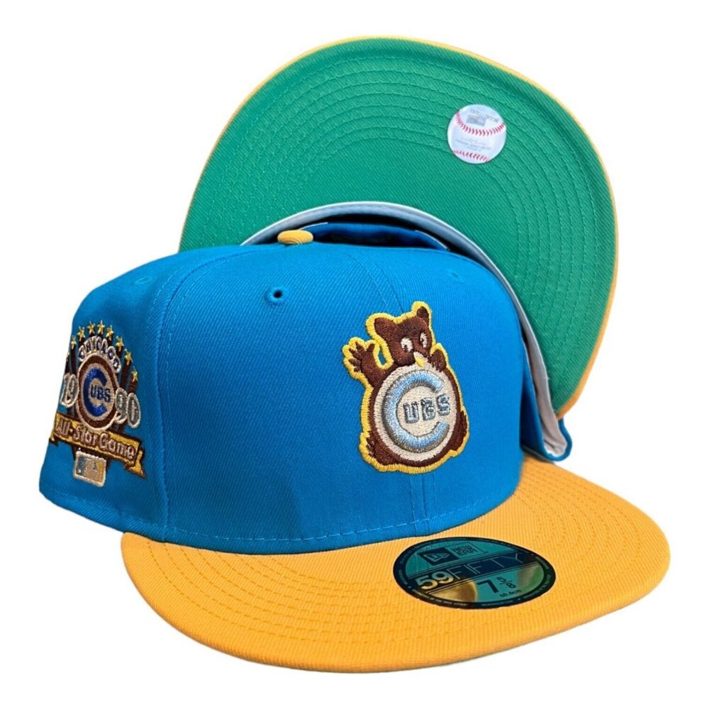 New Era Chicago Cubs 2 Tone 59FIFTY Hat Cap 1990 All Star Game Side Patch - Picture 1 of 9